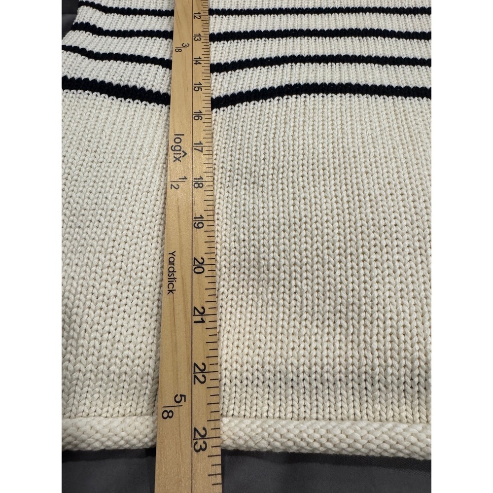 Banana Republic Cotton Roll-Neck Sweater Cream Navy Blue Stripe Womens S $140 - Picture 9 of 11